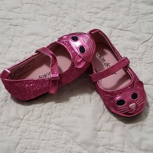 Okie Dokie Pink Sparkle Cat Shoes